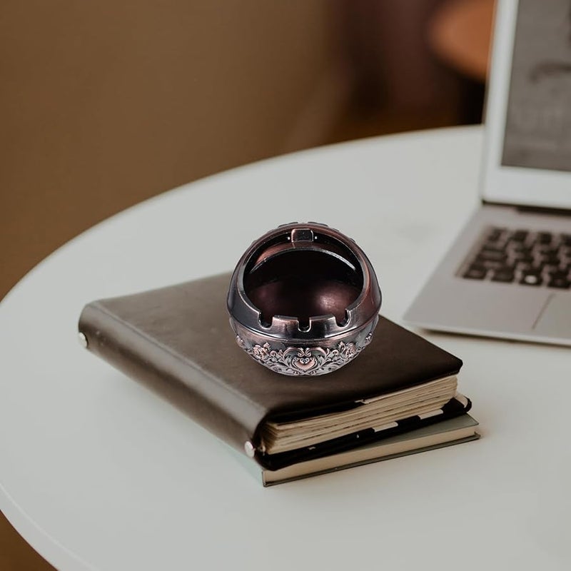 مطفأة سجائر معدنية صغيرة مبدعة مع غطاء محمولة مقاومة للرياح للاستخدام في الهواء الطلق في الفناء المنزلي أو السيارة بلون وردي نحاسي - Image 5